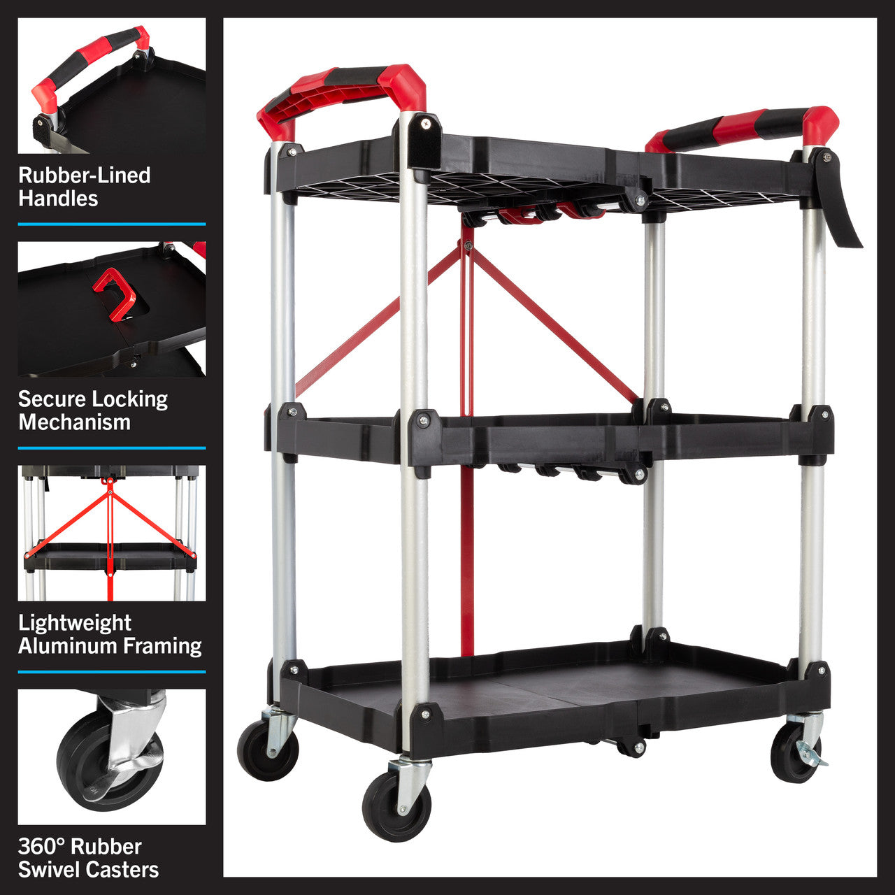 Folding Cart (50lb Capacity Per Shelf)