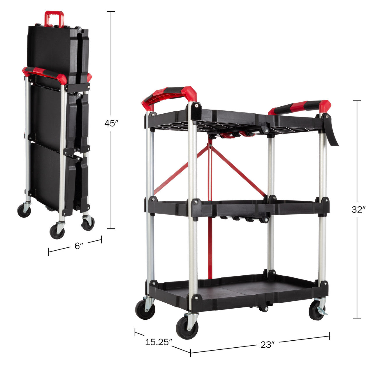 Folding Cart  (50lb Capacity Per Shelf)