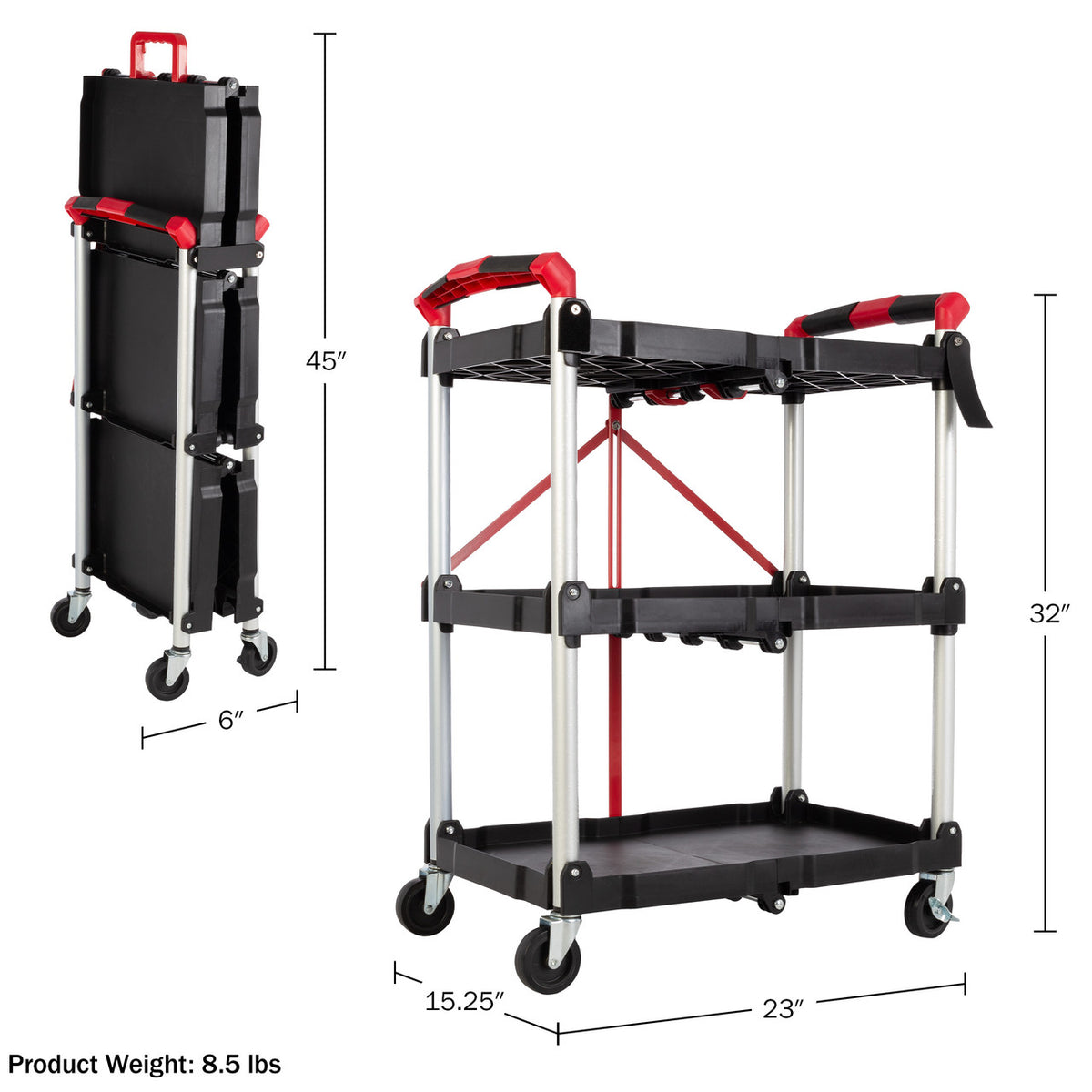 Folding Cart  (50lb Capacity Per Shelf)
