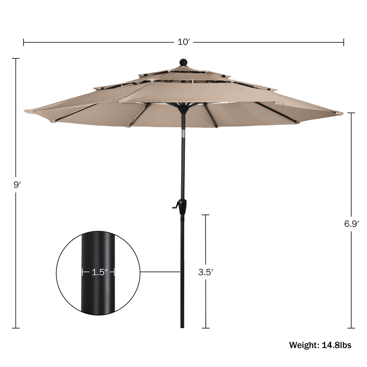 Triple Layer Patio Umbrella - Beige