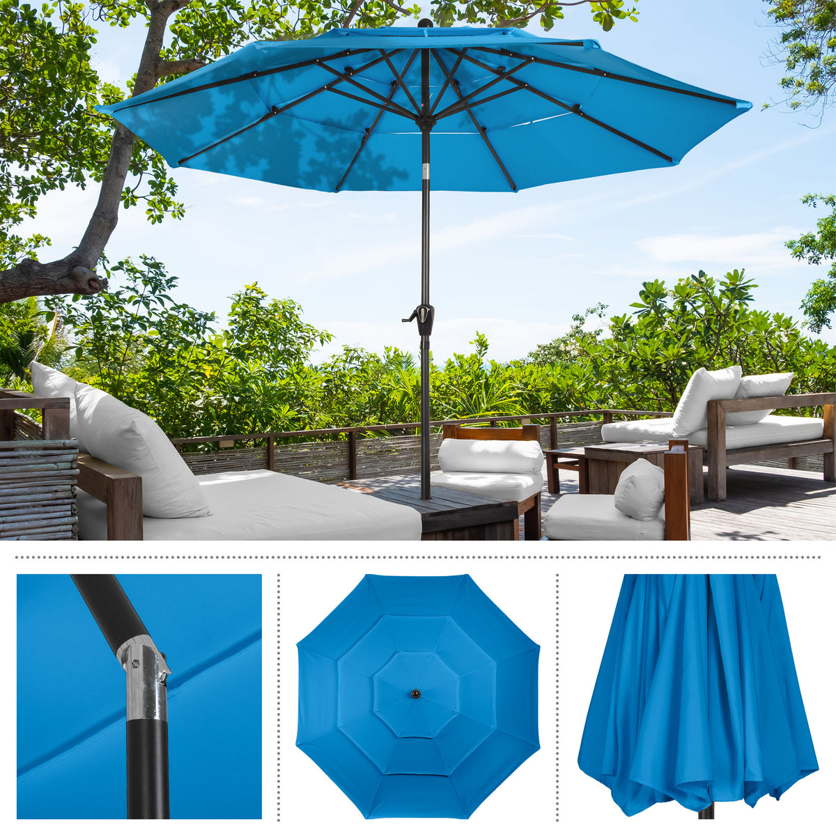 Triple Layer Patio Umbrella - Blue