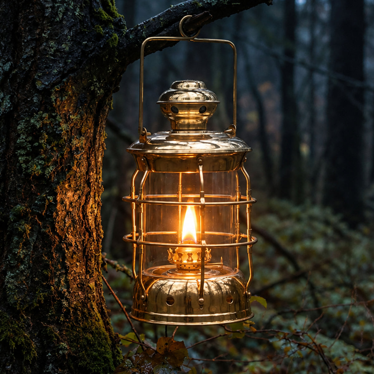 Antique-Style Round Brass Oil Lantern