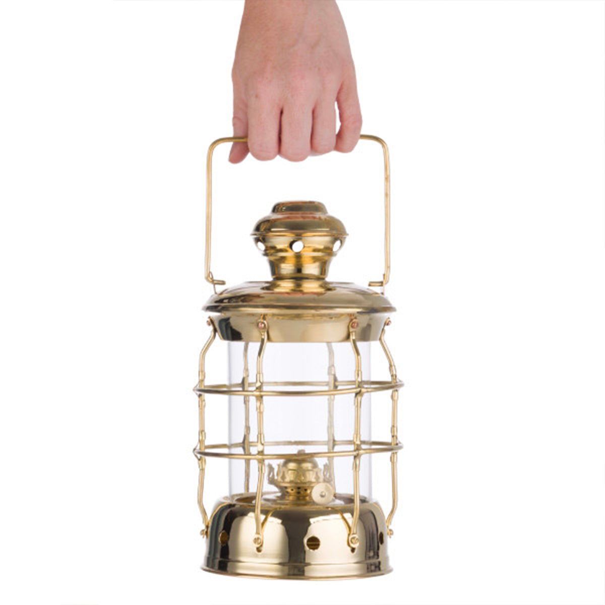 Antique-Style Round Brass Oil Lantern