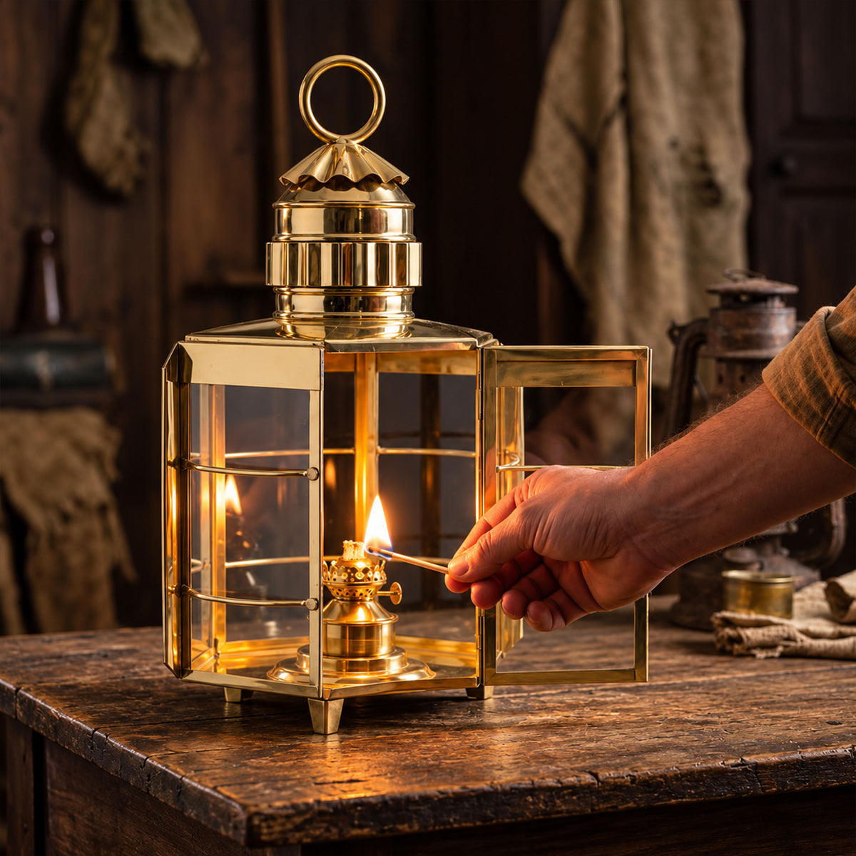 Large 19th Century Brass Oil Lantern