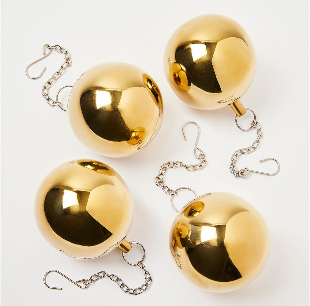 3 In. Brass Ornaments - Set of 4