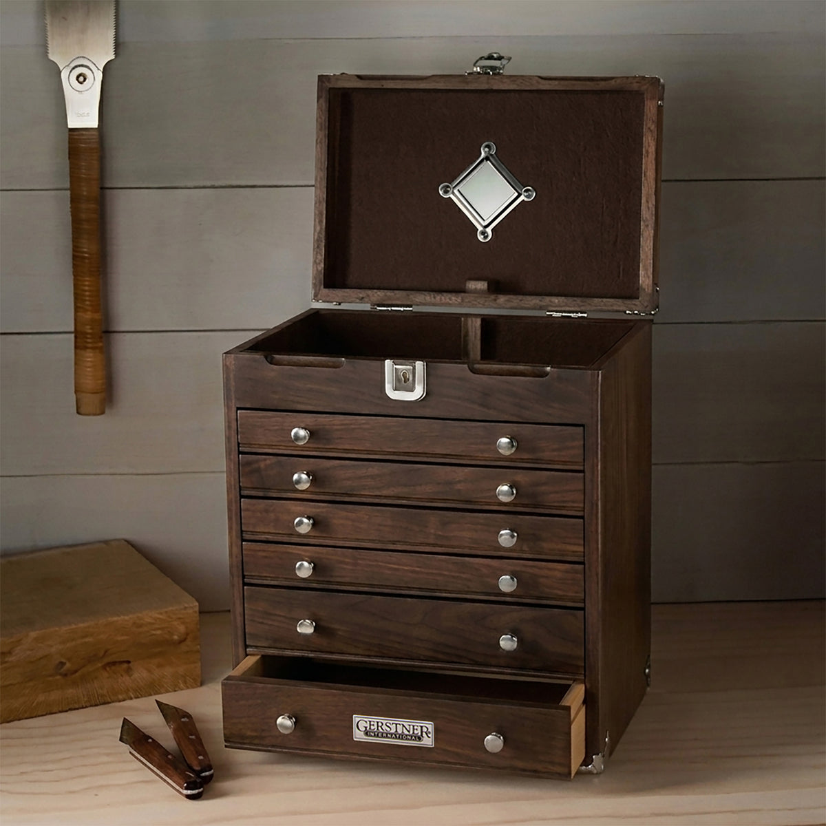 Gerstner International Dark Oak Six-Drawer Chest