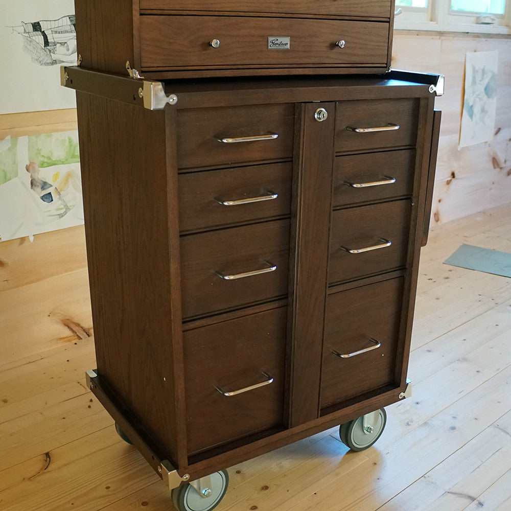 Gerstner International Dark Oak Rolling Cabinet