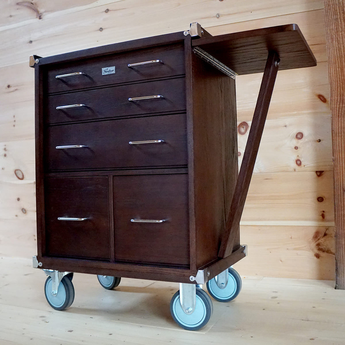 Gerstner International Dark Oak Rolling Cabinet